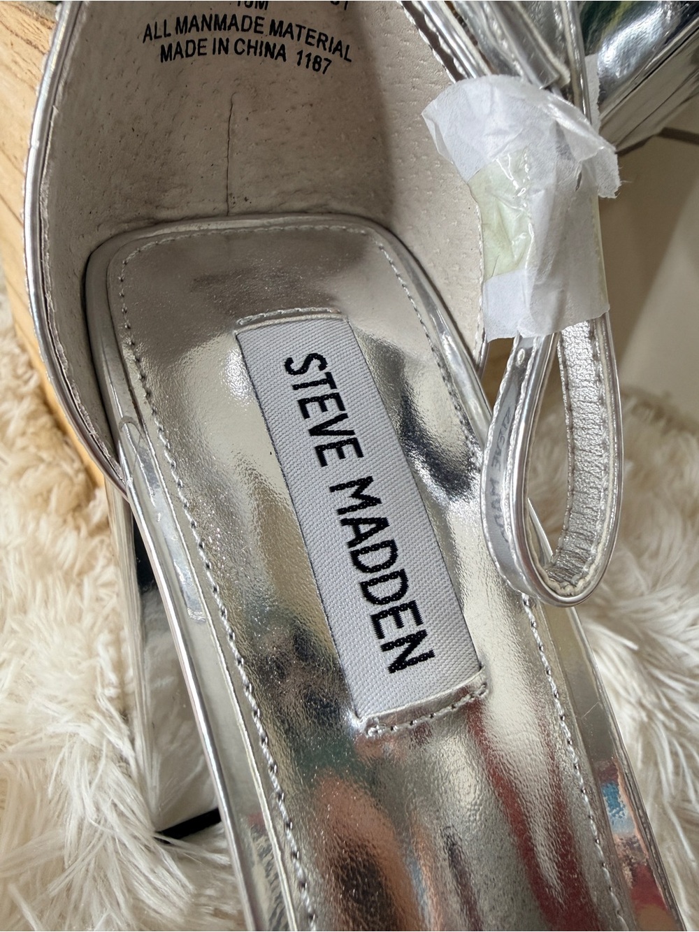 Steve Madden Veronika Metallic Chunky Retro Platform Heel Sandals Silver Size 10 - Picture 6 of 10